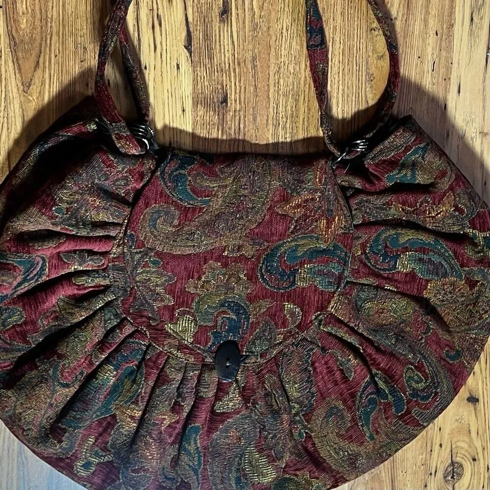 Vintage Tapestry Quilted Lined‎ Crossbody / Shoulder XL Boho Bag